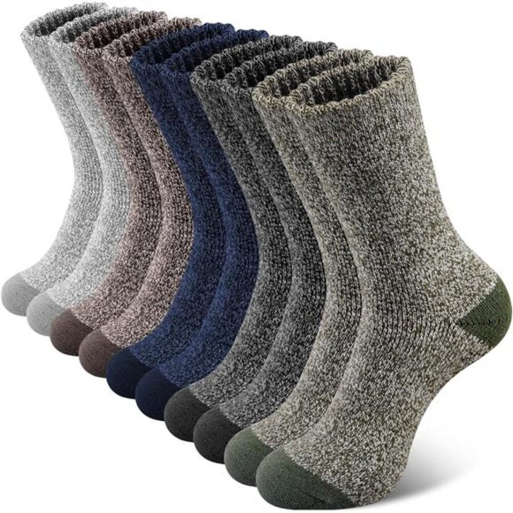5 Pair Merino Wool Socks For Men Thick Thermal Hiking Winter Cold Weather